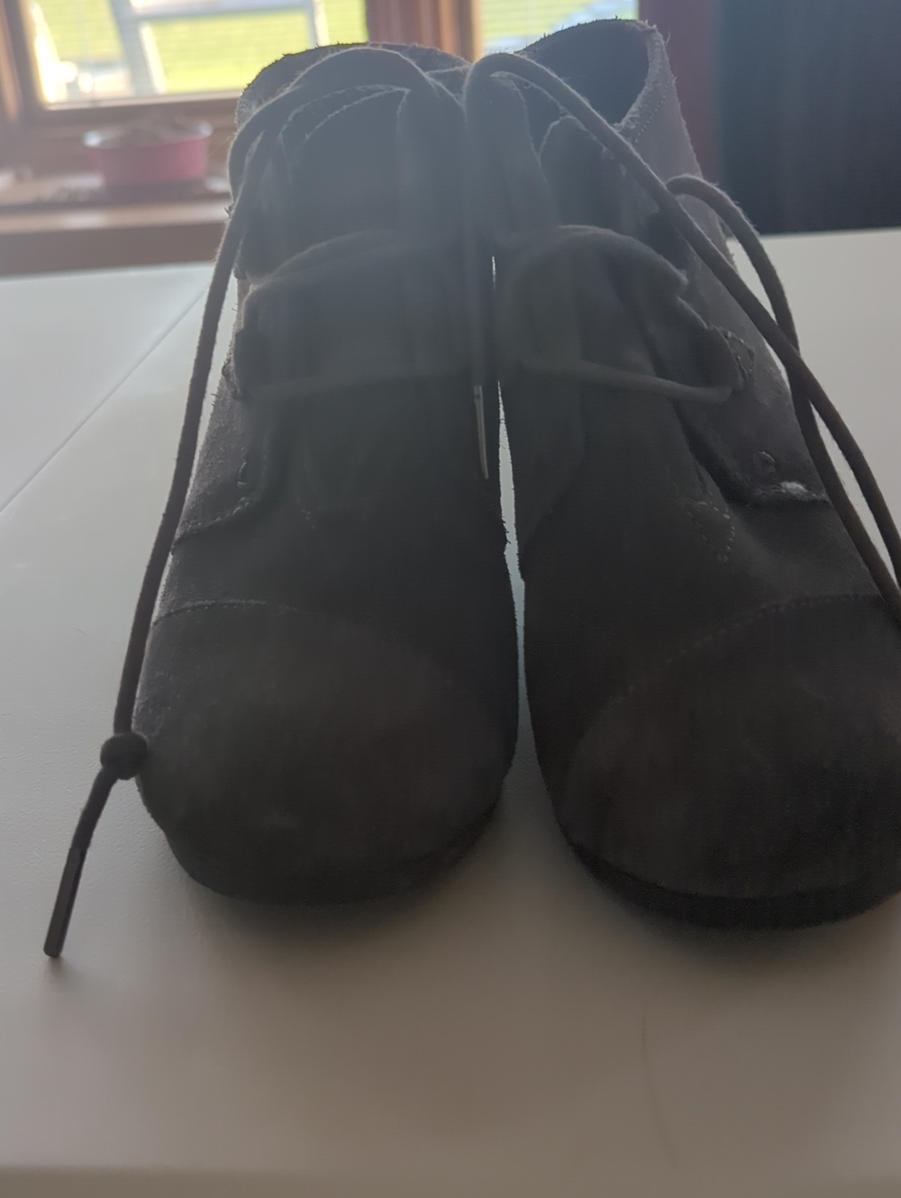 Tom's Women’s Suede Lace-Up Ankle Bootie - Charcoal Grey